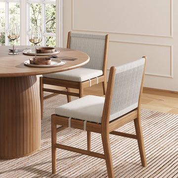 Woven Rope Back Dining Chair Brushed Light Brown (Set of 2)