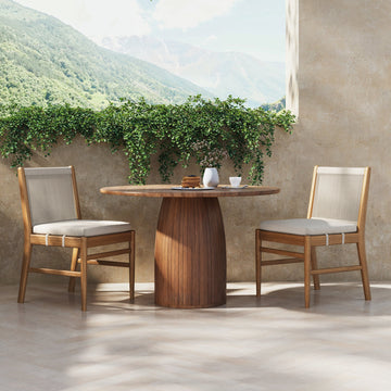 Outdoor Wood & Rope Dining Chairs Brushed Light Brown (Set of 2)