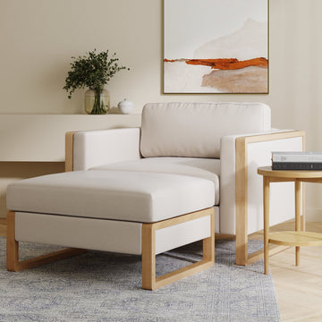 Modern Upholstered Accent Chair with Ottoman