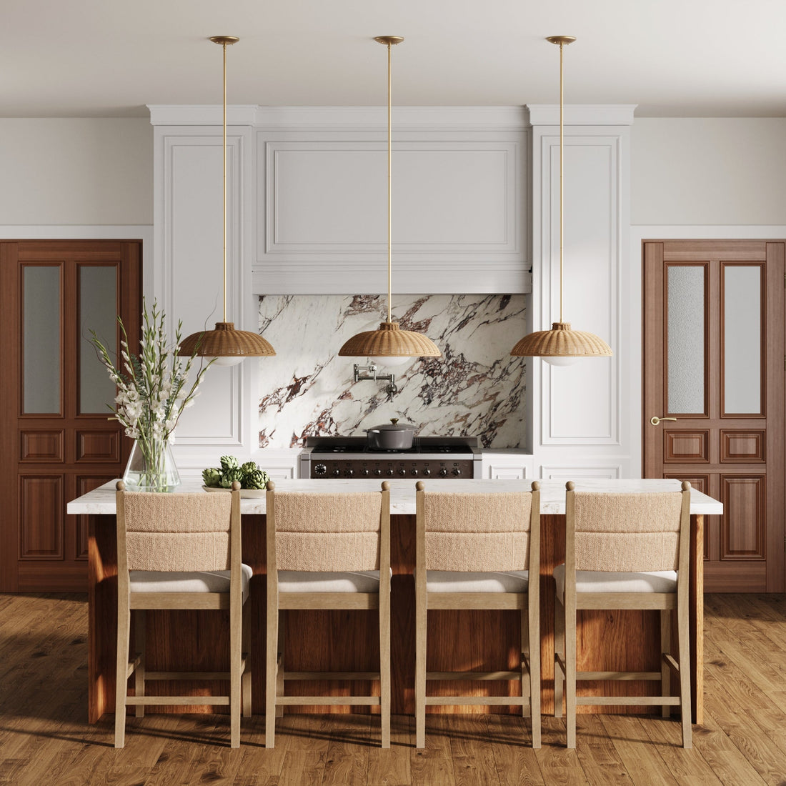 Seagrass & Wood Counter Height Bar Stool Light Brown (Set of 4)