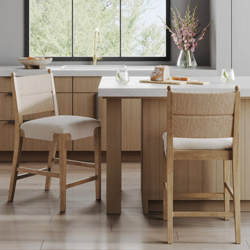 Seagrass & Wood Counter Height Bar Stool Light Brown