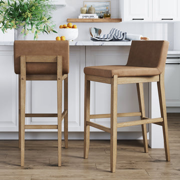 Exposed Wood Back Bar Stools Light Brown (Set of 2)