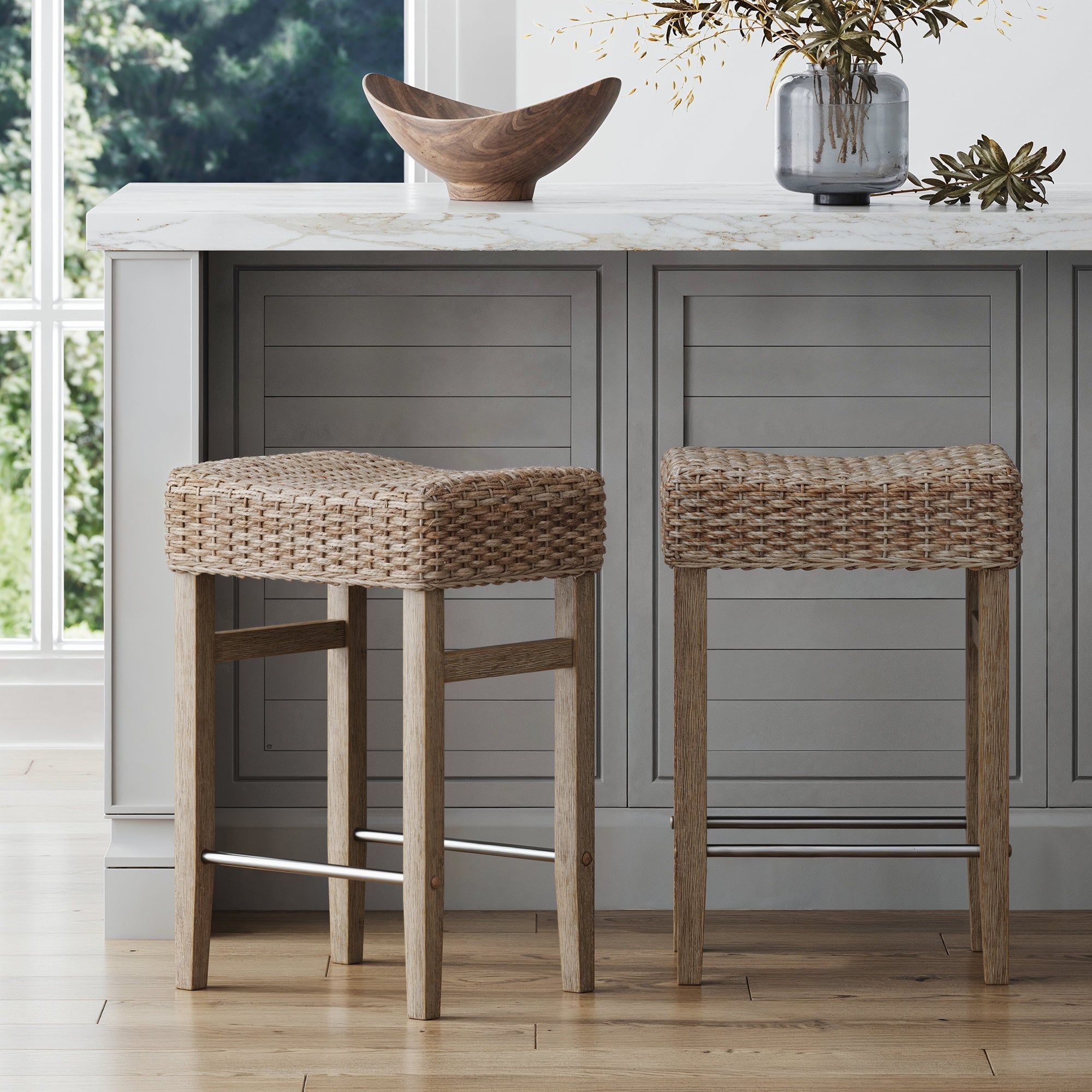 Seagrass Counter Height Bar Stools Brown (Set of 2)