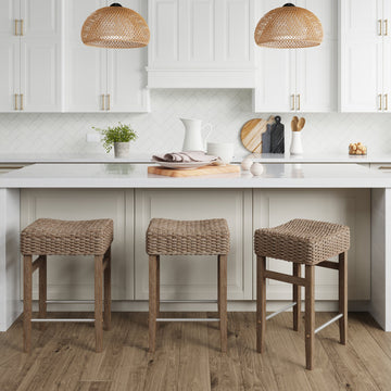 Seagrass Counter Height Bar Stools Brown (Set of 3)