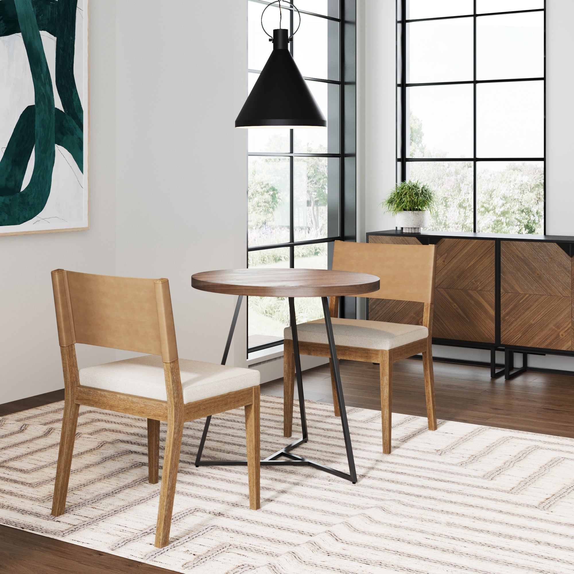 Wood & Faux Leather Dining Chairs Light Brown (Set of 2)