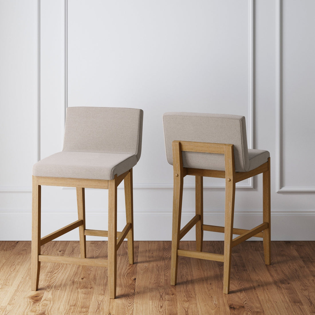 Wood Counter Height Bar Stools Light Brown (Set of 2)