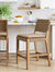Faux Leather Woven Counter Height Bar Stool Brown