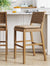 Faux Leather Woven Bar Stool Brown