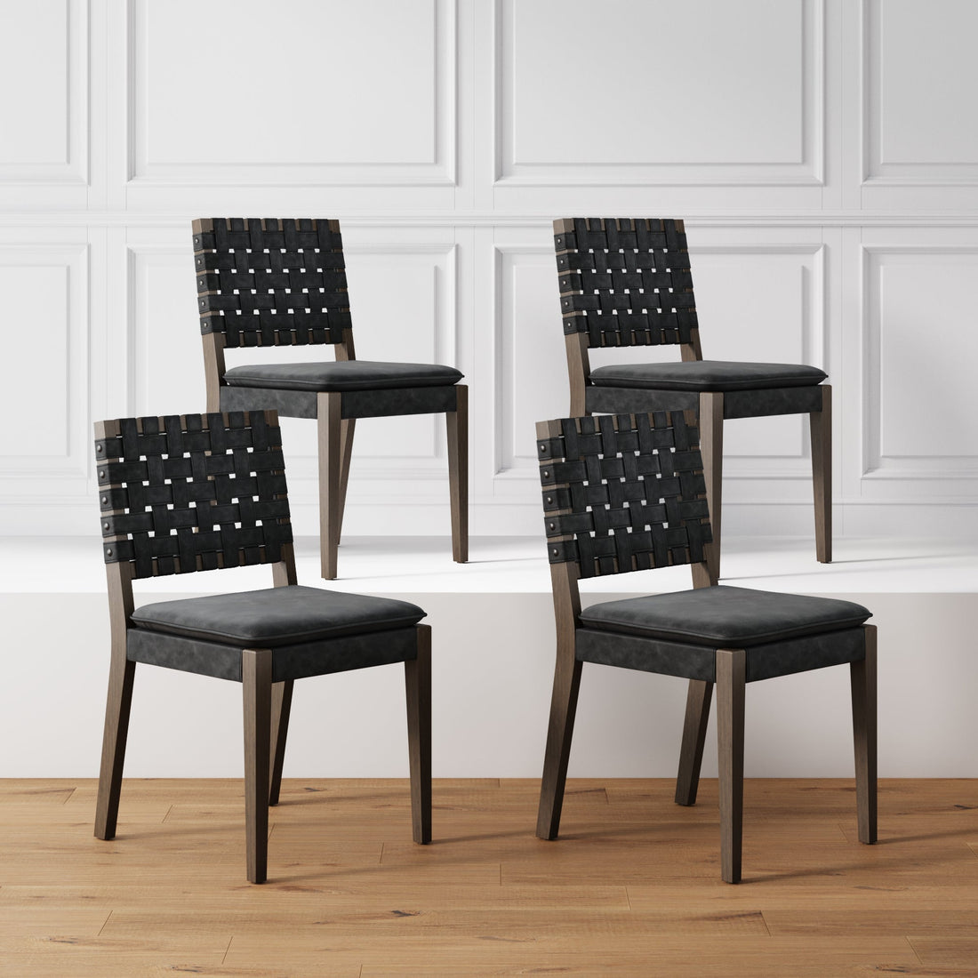 Faux Leather Dining Chairs Black (Set of 4)