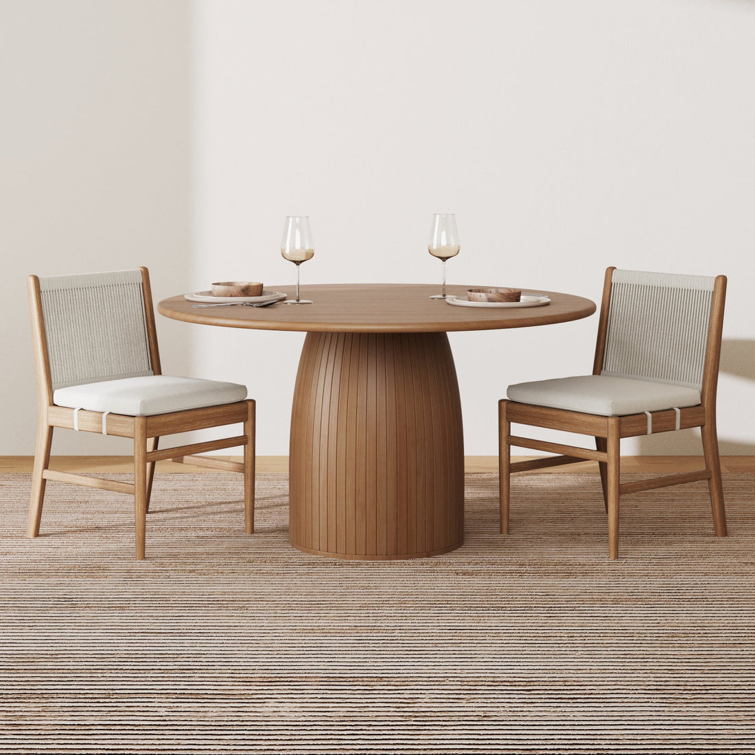 Woven Rope Back Dining Chair Brushed Light Brown (Set of 2)
