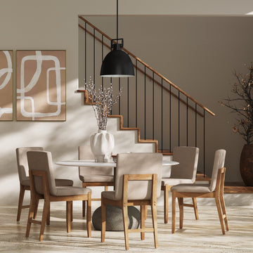 Dining Chairs Light Brown Flax (Set of 6)