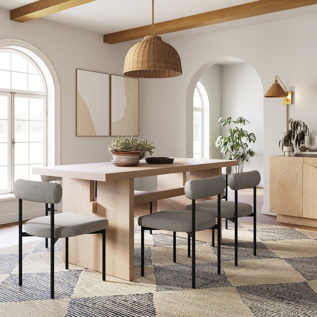 Wood Modern Farmhouse Dining Table Raw Oak
