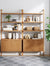 Mid-Century Fluted Wall Bookshelves with Doors Warm Pine (Set of 2)