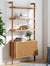 Mid-Century Fluted Wall Bookshelf with Doors Warm Pine