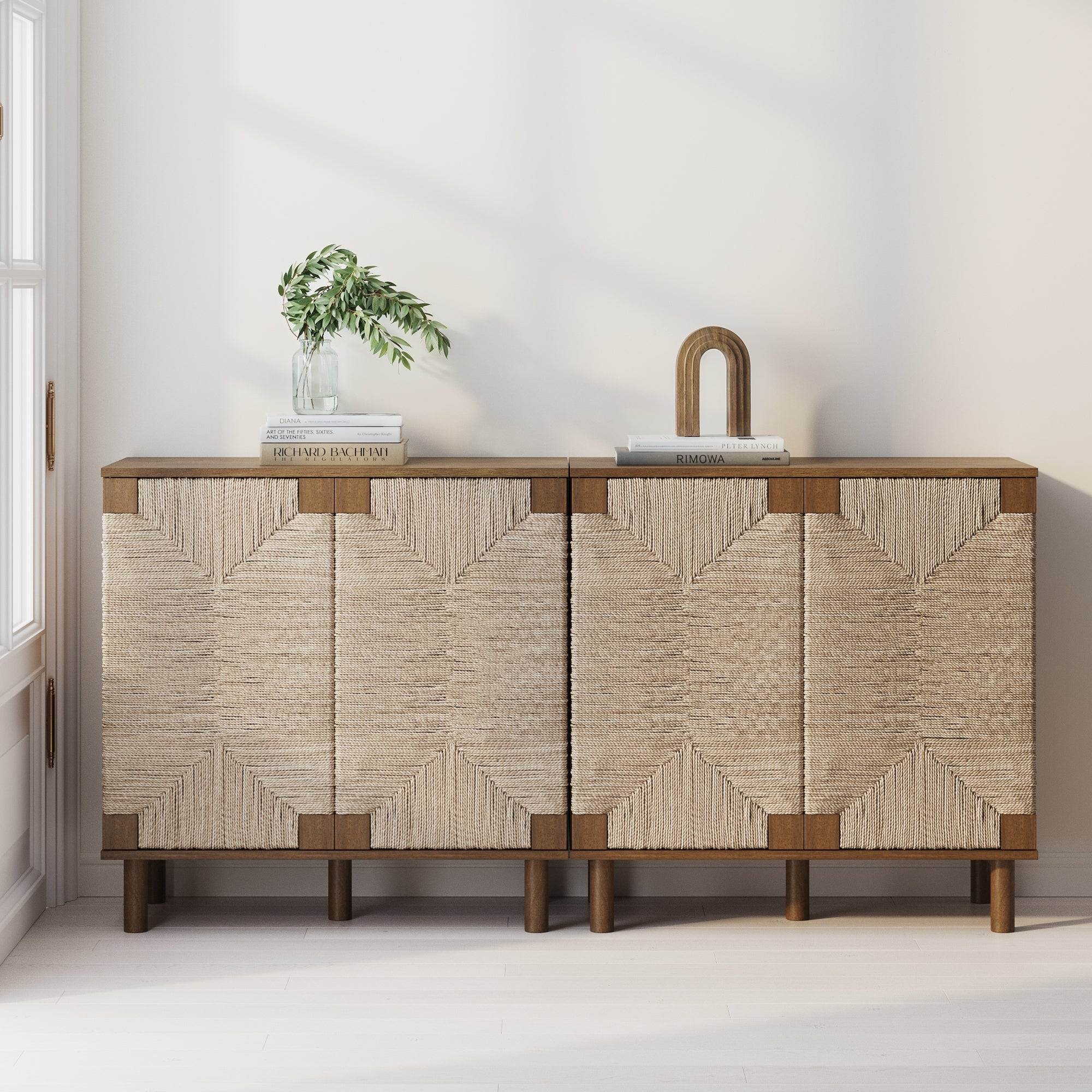 Seagrass TV Console Credenza Dark Brown (Set of 2)