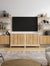 Mid-Century Entertainment Center Light Brown White (2 Cabinets)