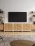 Mid-Century Entertainment Center Light Brown White (3 Cabinets)