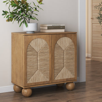 Seagrass Arched Storage Cabinet Light Brown